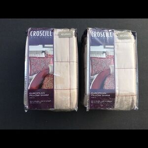 Croscill‎ Pillow Shams Euro Adriel Pair 26” x 26” Square European Ivory Red New